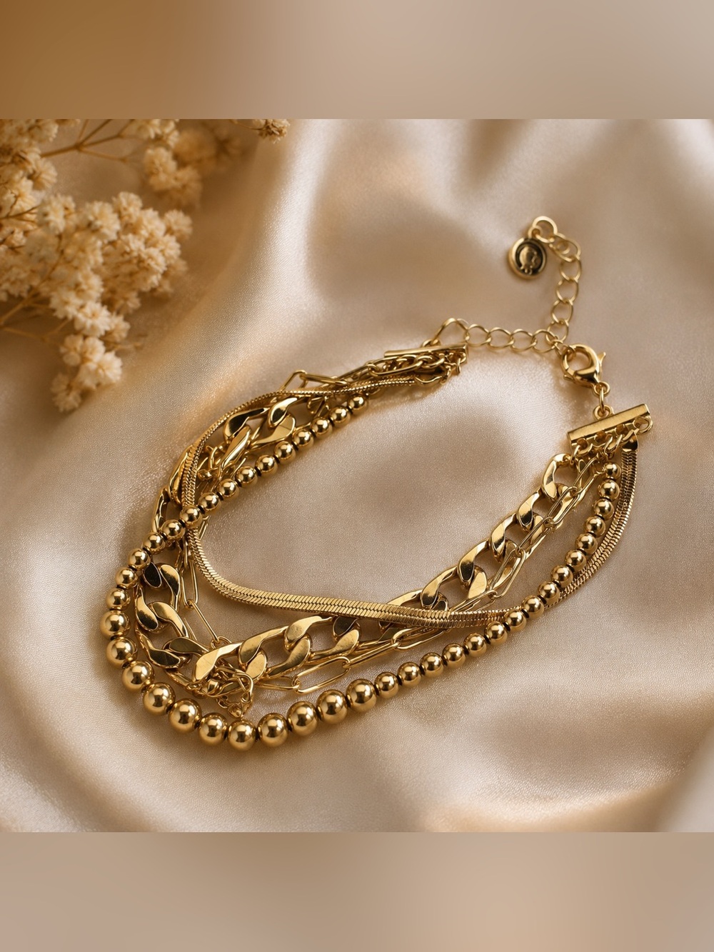 Vintage Gold Tone Chain Necklace Tri-Layered Bracelet Estate Source Quiet Luxury